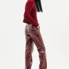 Burgundy Vinyl High-Waisted Trousers - Image 2