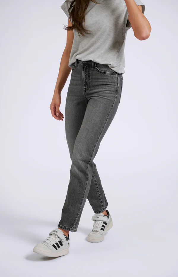 Denim Dark Grey High Waisted Straight Leg Jeans Si Jolie