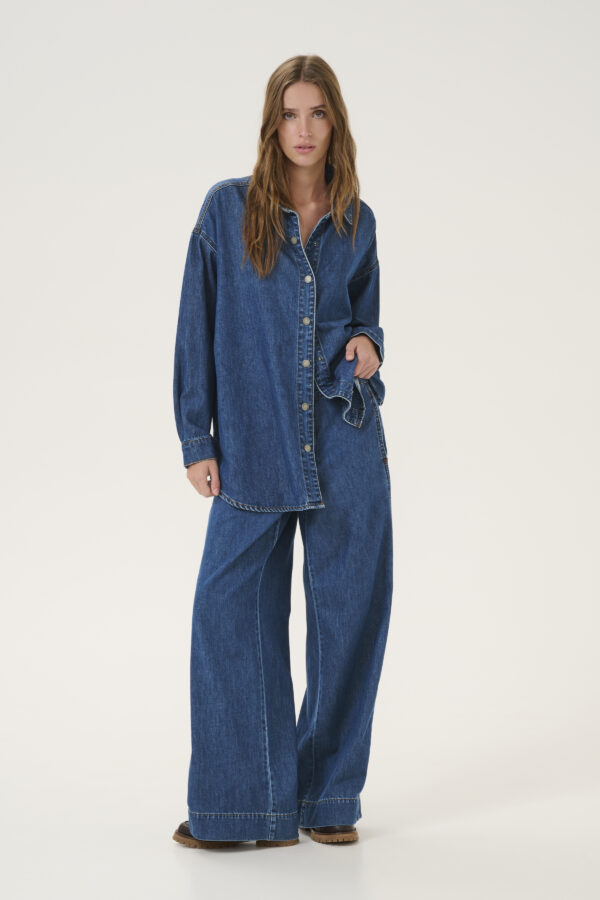 Mid Blue Denim Over-Sized Shirt - Image 3