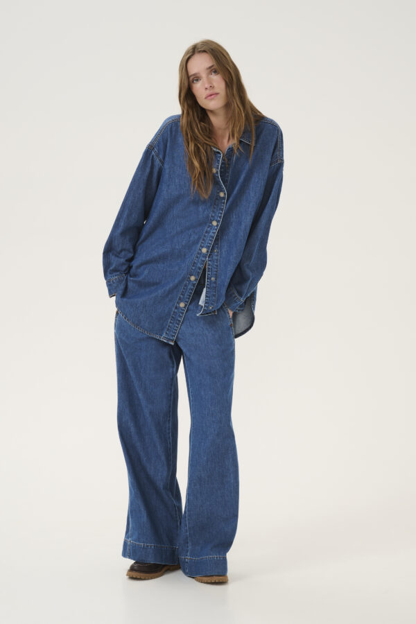 Mid Blue Denim Over-Sized Shirt - Image 2