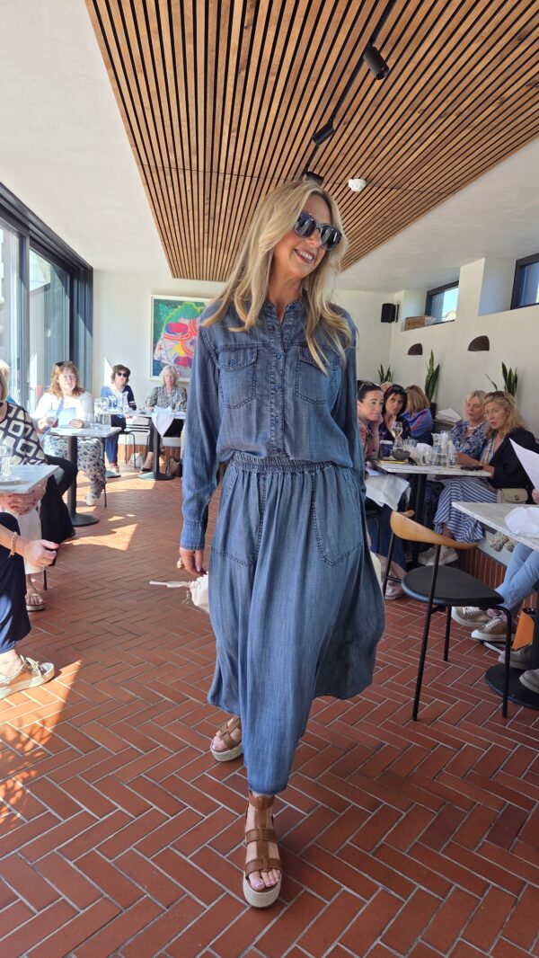 Denim Mid Wash Tencel Maxi Skirt