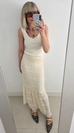 Vanilla Ruffle Maxi Skirt