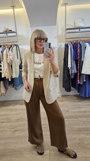 Coffee Brown Tencel Cargo Trousers