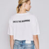 White T-Shirt with Beaded Lovehearts and Back Slogan 'Love is the Beginning' - Image 4