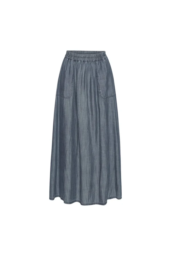 Denim Mid Wash Tencel Maxi Skirt - Image 5