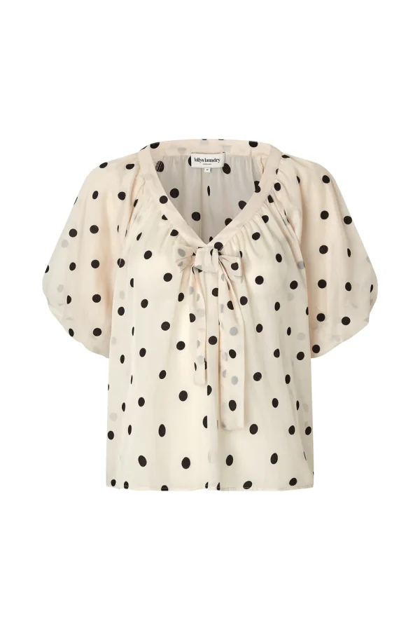 Vanilla Polkadot Blouse with Puffed Sleeve - Image 3