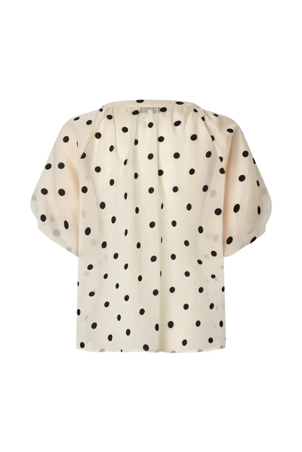 Vanilla Polkadot Blouse with Puffed Sleeve - Image 4