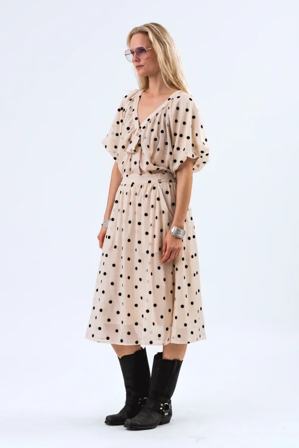 Vanilla Polkadot Blouse with Puffed Sleeve - Image 2