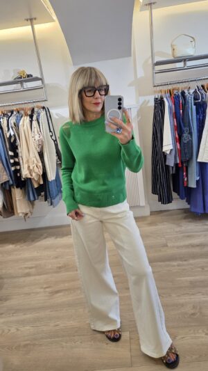 Green Distressed Knit Jumper