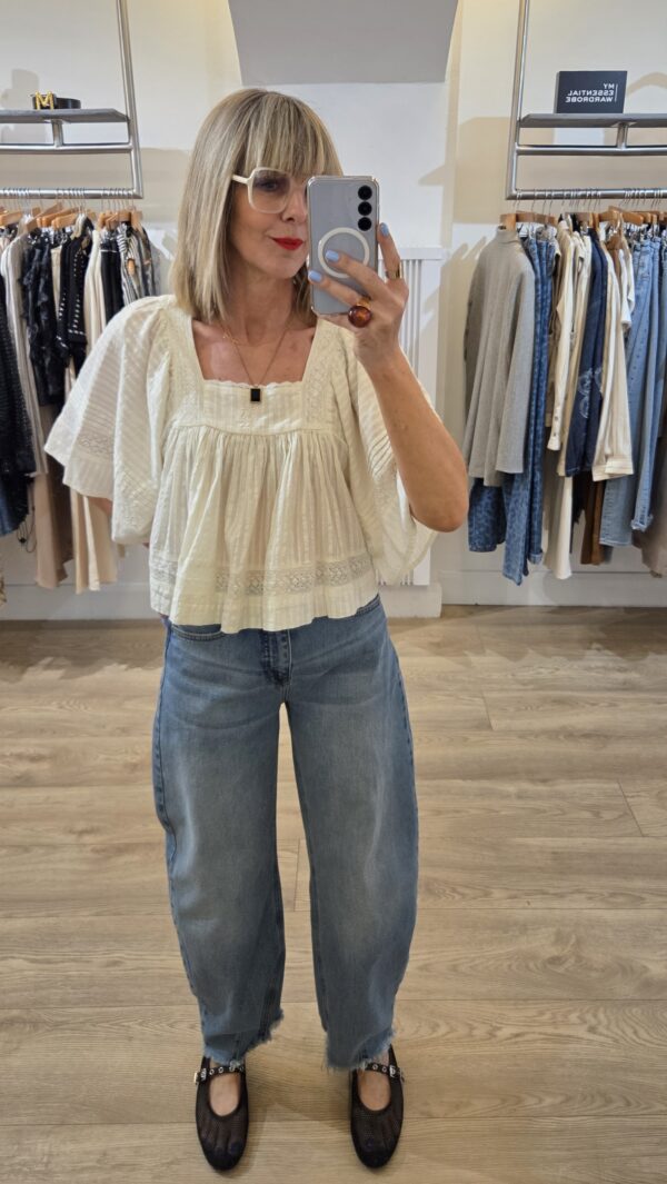 Butter Cream Boho Blouse with Square Neck - Image 7
