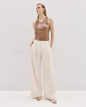 Beige Sequin Vest Top