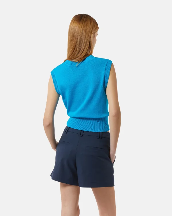 Teal Blue Distressed Knit Sweater Vest - Image 6