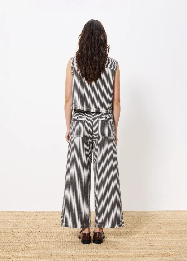 Brown, Grey & Vanilla Striped Waistcoat with Patch Pockets - Image 4