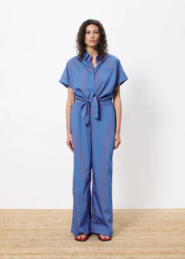Blue & Red Striped Short-Sleeved Shirt - Image 3