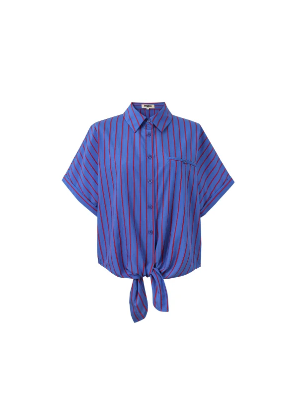 Blue & Red Striped Short-Sleeved Shirt - Image 4