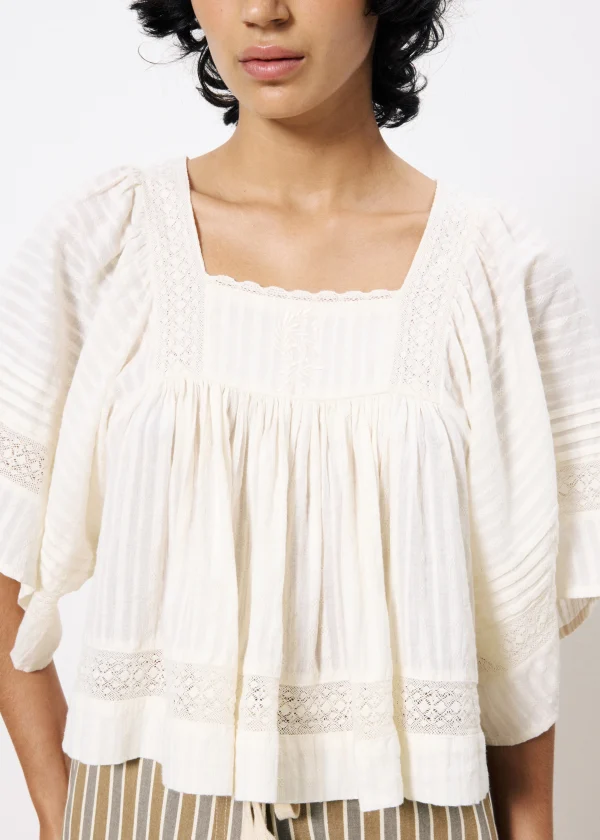 Butter Cream Boho Blouse with Square Neck - Image 2