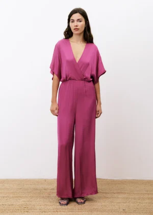 Fuchsia Silky Wide-Leg Jumpsuit