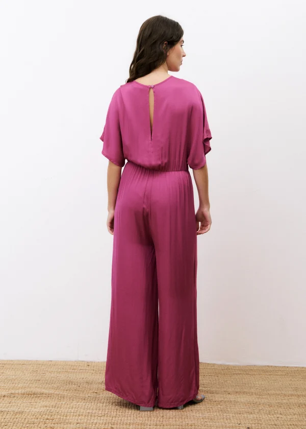 Fuchsia Silky Wide-Leg Jumpsuit - Image 3