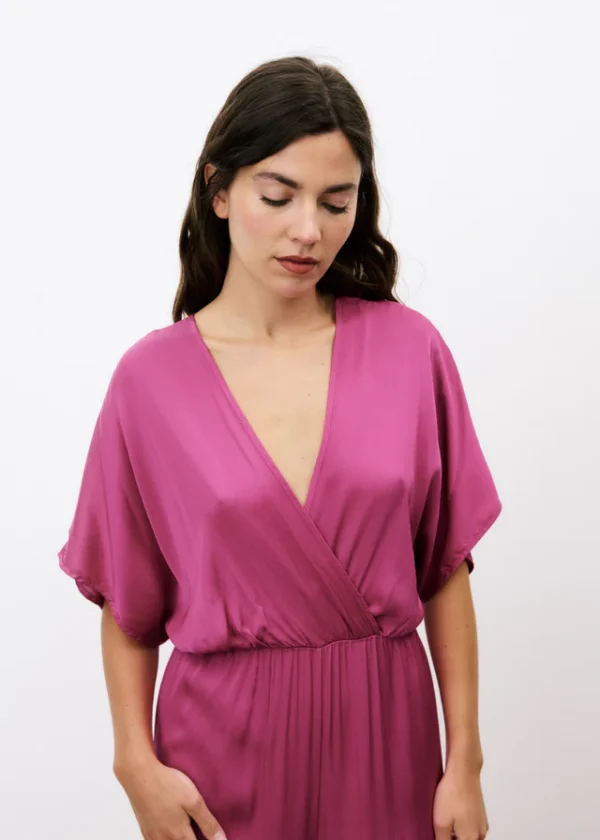 Fuchsia Silky Wide-Leg Jumpsuit - Image 4