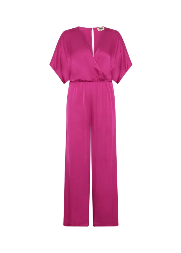 Fuchsia Silky Wide-Leg Jumpsuit - Image 5