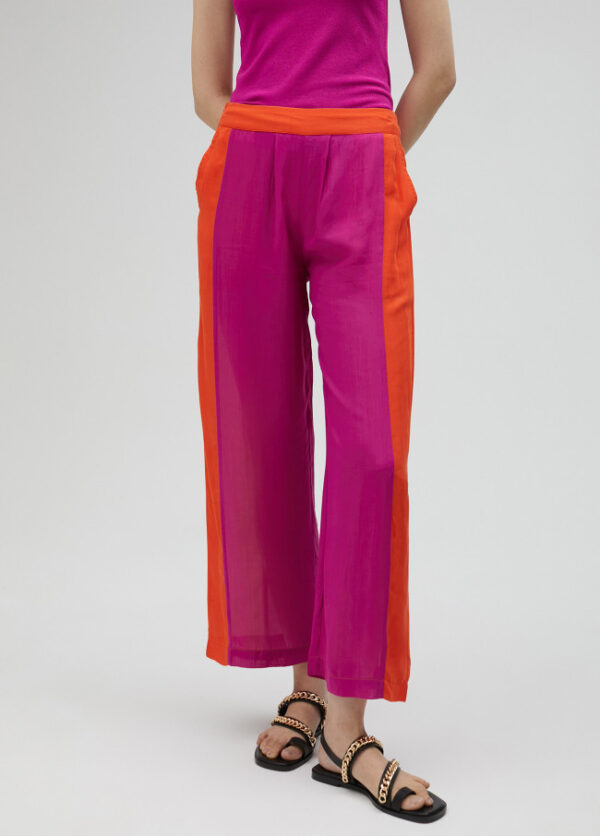 Fuchsia & Orange Side-Stripe Ankle-Grazer Trousers