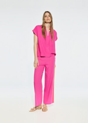 Fuchsia & Orange Short-Sleeved Top