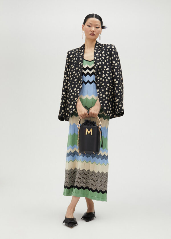 Blue, Green, Black & Vanilla ZigZag Striped Knit Maxidress - Image 7
