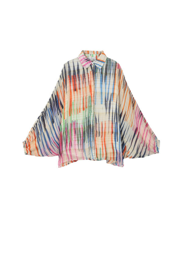Multicolour Striped Shirt with Gold Embroidery - Image 7