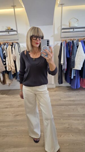 Charcoal Grey Ribbed Knit with Tank Top