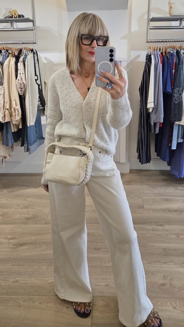 Oatmeal Boucle Cardigan - Image 2
