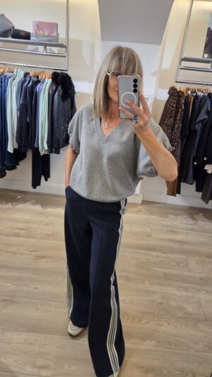 Grey Melange Short-Sleeved Sweatshirt