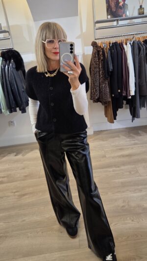 Black Sleeveless Mohair Cardigan