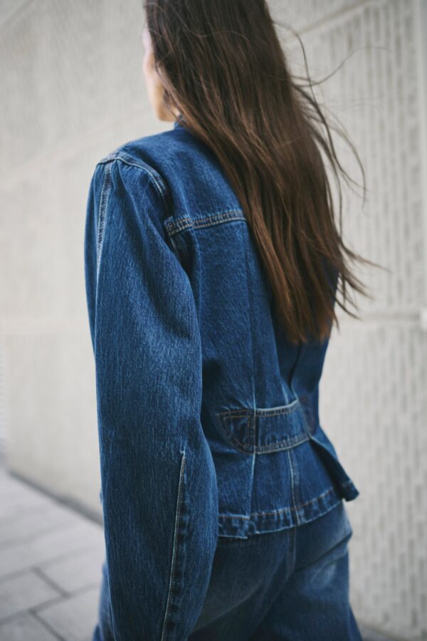 Denim Jacket with Double-Zip & Balloon Sleeve - Image 7