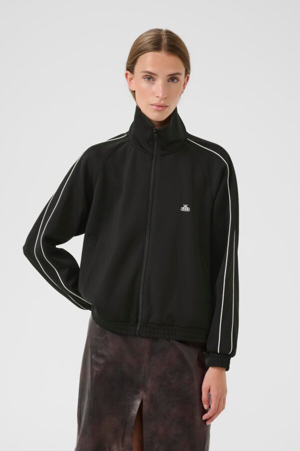 Black Track Jacket with White Piping - Image 2