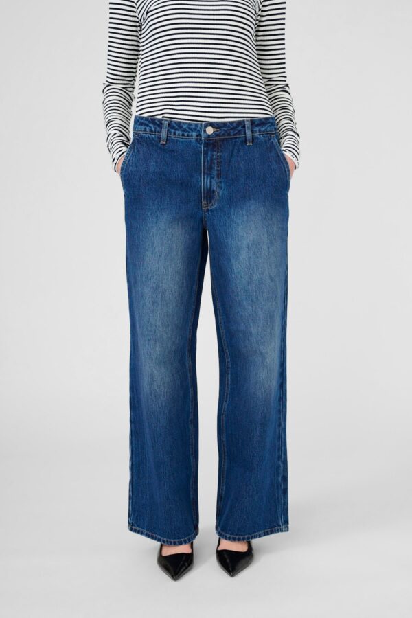 Jeans Mid-Rise, Wide-Leg & Dark Wash - Image 3