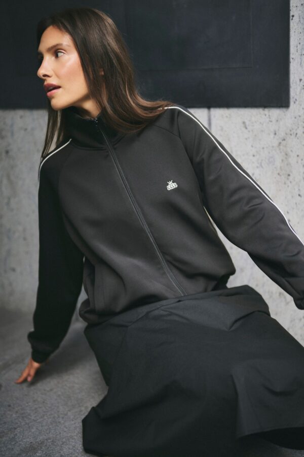 Black Track Jacket with White Piping - Image 7