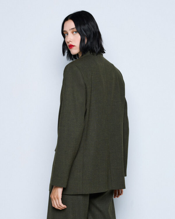 Military Green Over-Sized Longline Blazer - Image 4