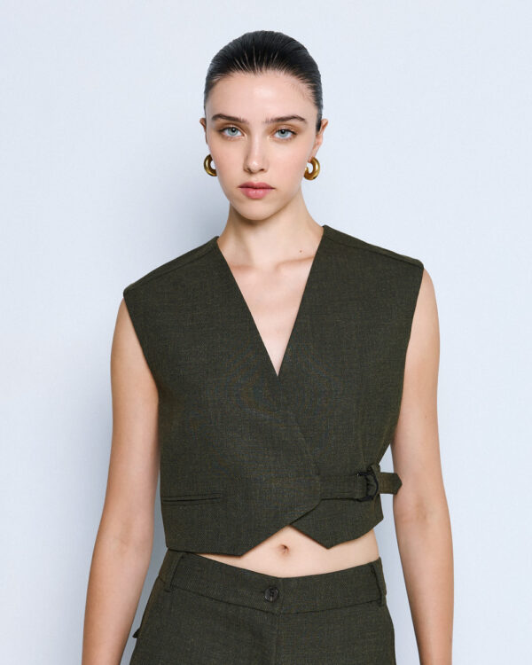Military Green Waistcoat - Image 2