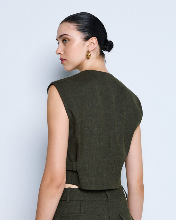Military Green Waistcoat - Image 3