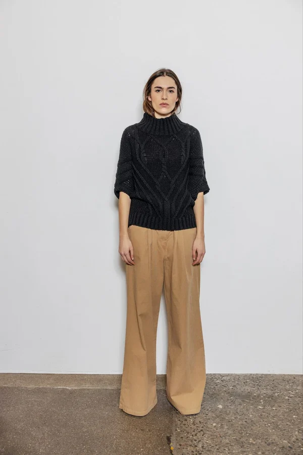 Black Short-Sleeved Chunky Cableknit Jumper - Image 2