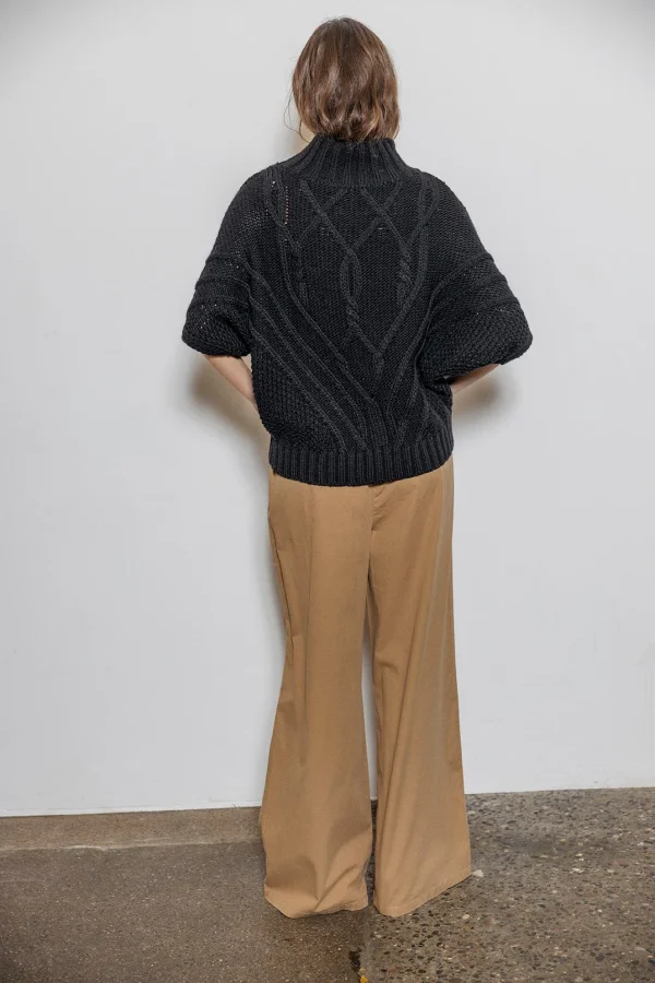 Black Short-Sleeved Chunky Cableknit Jumper - Image 3