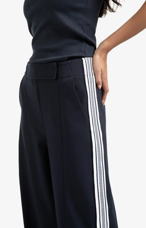 Navy Wide-Leg Trousers with Side Stripe - Image 8