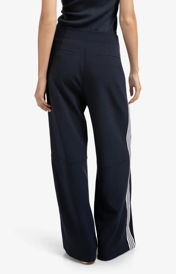 Navy Wide-Leg Trousers with Side Stripe - Image 11