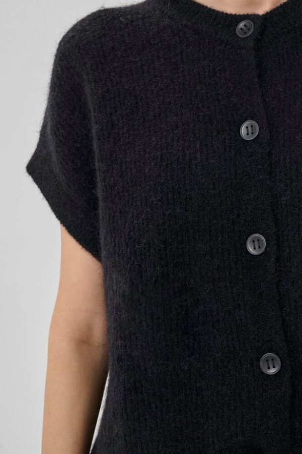 Black Sleeveless Mohair Cardigan - Image 2