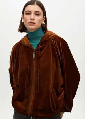Bronze Velvet Over-Sized Hoodie