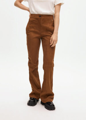 Camel Faux Suede Bootcut Trousers