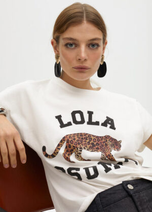 White Tiger-Embellished Slogan T-Shirt