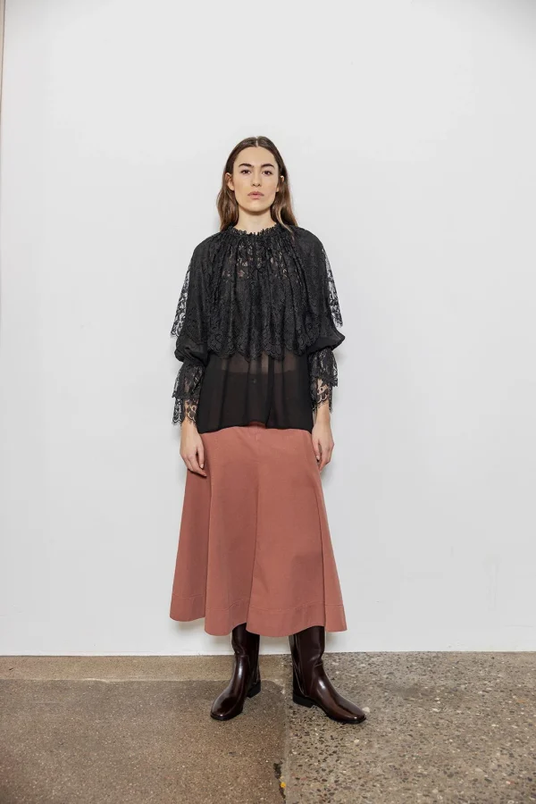Black Lace Cape Blouse - Image 3