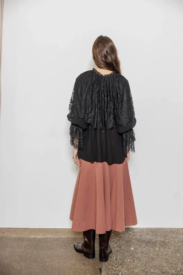 Black Lace Cape Blouse - Image 4