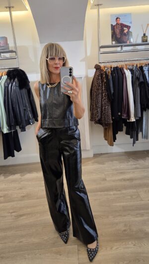Black Vinyl Cropped Top